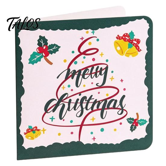 Xmas Message Cards 10Pcs Merry Christmas Greeting Set, Folding Cartoon Blank Note Cards, Festive Blessing for Holiday Gift