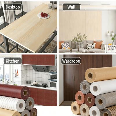 40cm*2m Selbstklebende PVC Wasserdichte Abziehen & Aufkleben 3D Gestreifte Paneele Holzmaserung Tapete Möbel Akzentwände & Heimrenovierung Dekor