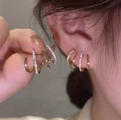 Personalized Diamond-set Earrings, Women's Ears, Cold Wind Temperament, Autumn and Winter Advanced Sense, Versatile
