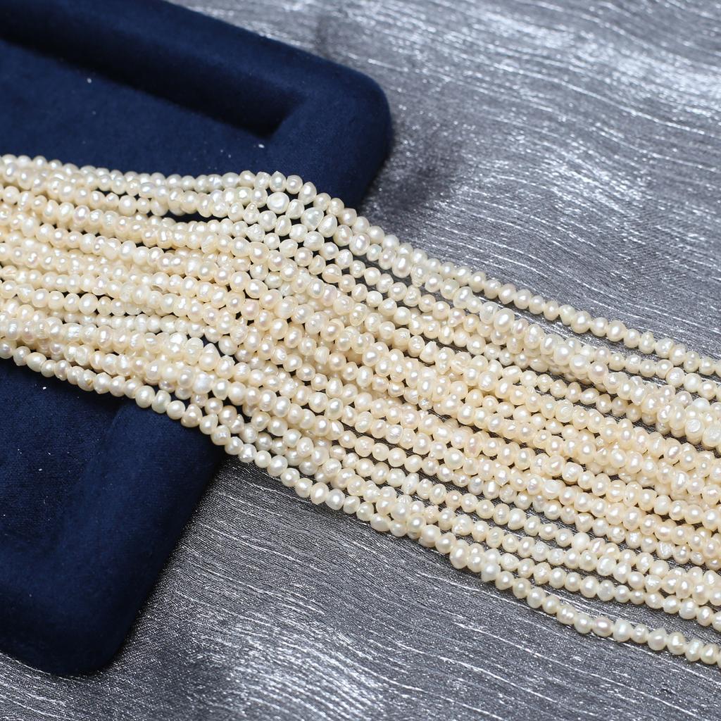 1String, White Natural Freshwater Pearls Beads for Jewelry Making DIY Necklaces, Bracelets Crafts, Mother’s Day Gifts (Beads 2-3mm, Length 36cm)