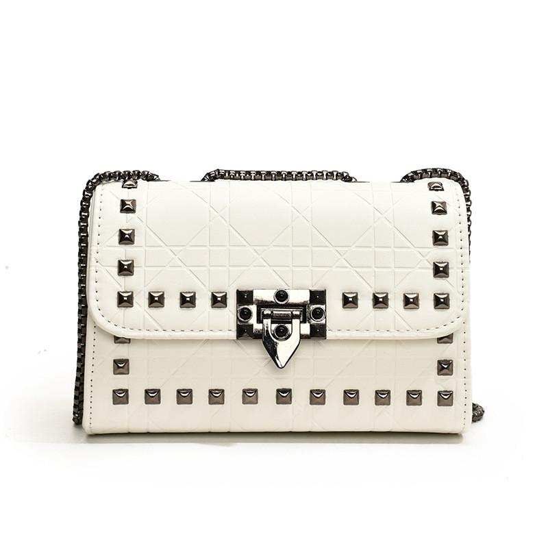 Stylish Retro Rivet Small Square Bag For Women In Elegant Black White And Pink