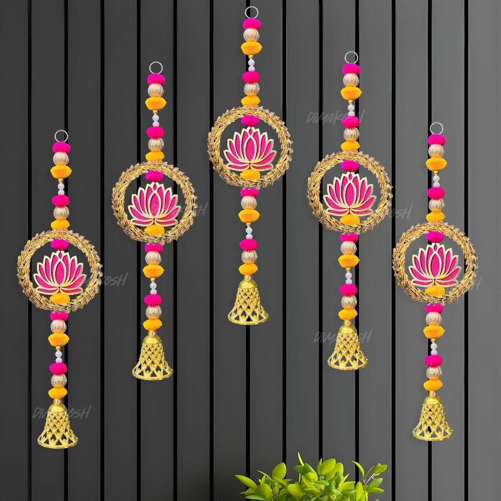 Divyakosh Lotus Hanging 6 Pcs 16 INCH| Floral Wall Hangings, Temple Decoration Items|