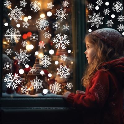 27pcs  Christmas New Year Winter Room Wall Stickers White Snowflake Window Decals StickersMerry Christmas Decorations For Home