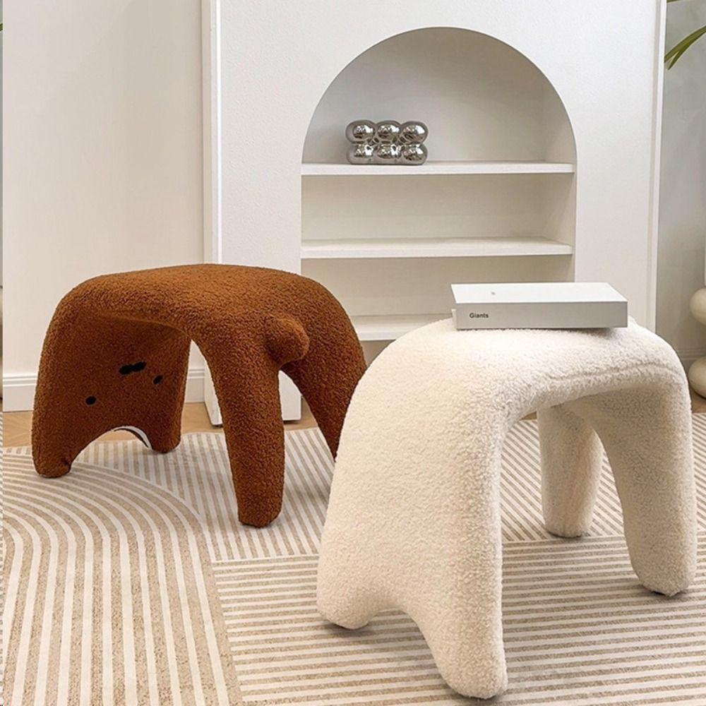 Armless Dressing Chair Plush Shoe Changing Stool Cream Style Makeup Stool  Makeup Room