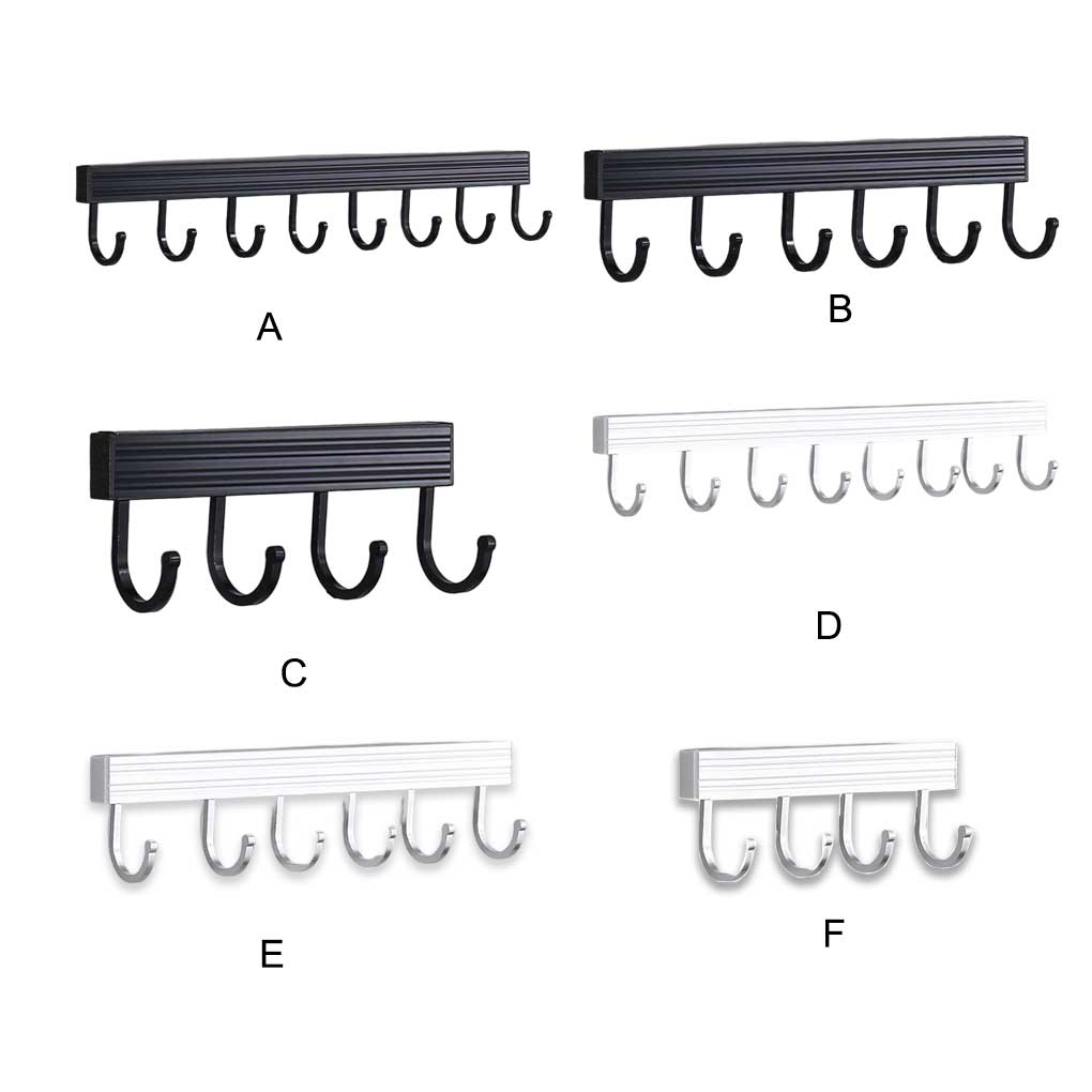 Wall Mounted Key Holder Household Indoor Towel Keys Hat Fixed Hanger Kitchen Bathroom Aluminum Multi-hook Hanging Rack