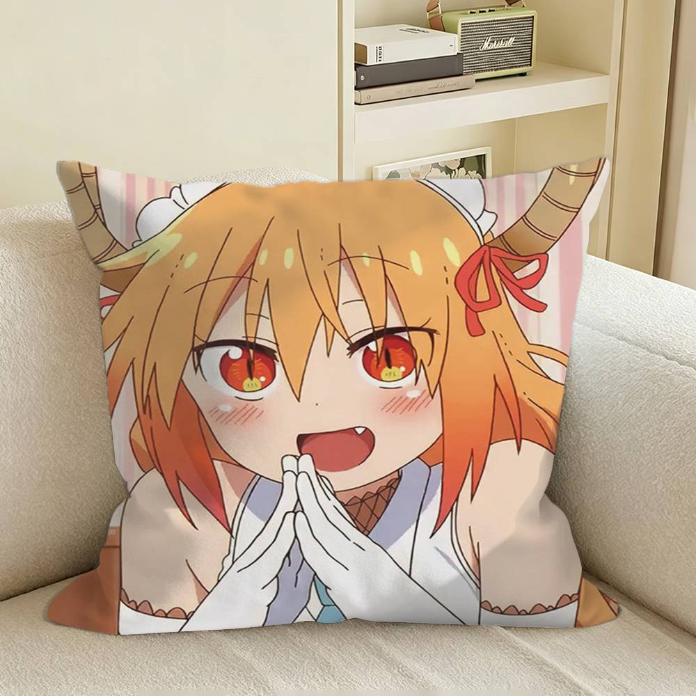 Anime Dragon Maid TTohru Square Sofa Pillow Cover Solid Color Living Room Home Decor Cushion Case