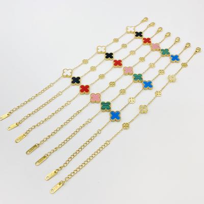 13MM Fresh Department Example Titanium Steel Fashion Four-leaf Clover Bracelet Double-sided Ladies Bracelet
