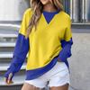 Women's Color Block Neck Oversized Sweatshirt for
