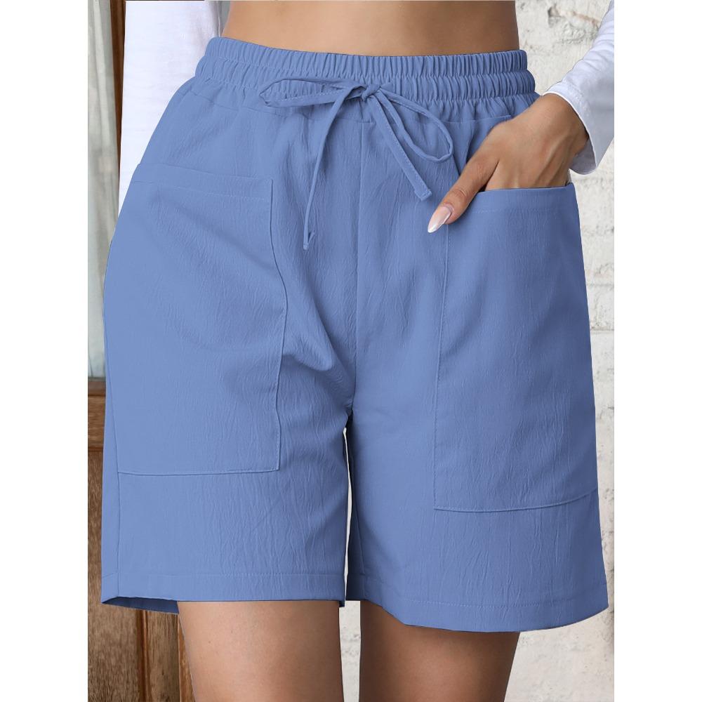 Trendy Women's Casual Drawstring Elastic Waist Relaxed Straight Leg Shorts, Lightweight Breathable Summer Shorts for Daily Wear & Outings shorts