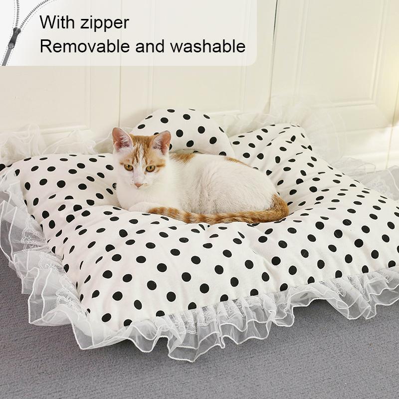 

Милая принцесса Кровать для питомца Кружевная кровать для кошки и собаки Мягкий диван-кровать для кошки Подходит для кошек и собак 40x50cm белый