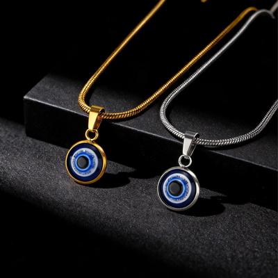 Collier Pendentif Oeil du Diable en Acier Inoxydable Unisexe - Accessoires Européens & Américains, Style Eau Quanxi (PN-1848)