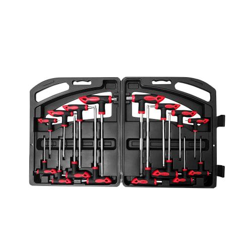 ROTATION 16-Piece T-Handle Hex Wrench Set for Car and Motorcycle Repairs, Includes Storage Tray