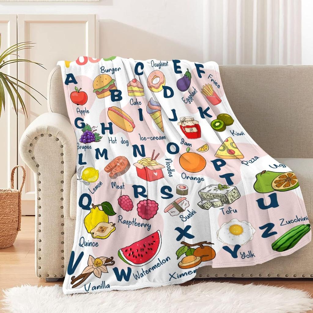 Mac and Cheese Blanket,Cute Mac n Cheese Throw Blanket,Cheese Pasta Flannel Blanket Gift for Toddler Infant Newborn,Fuzzy Warm