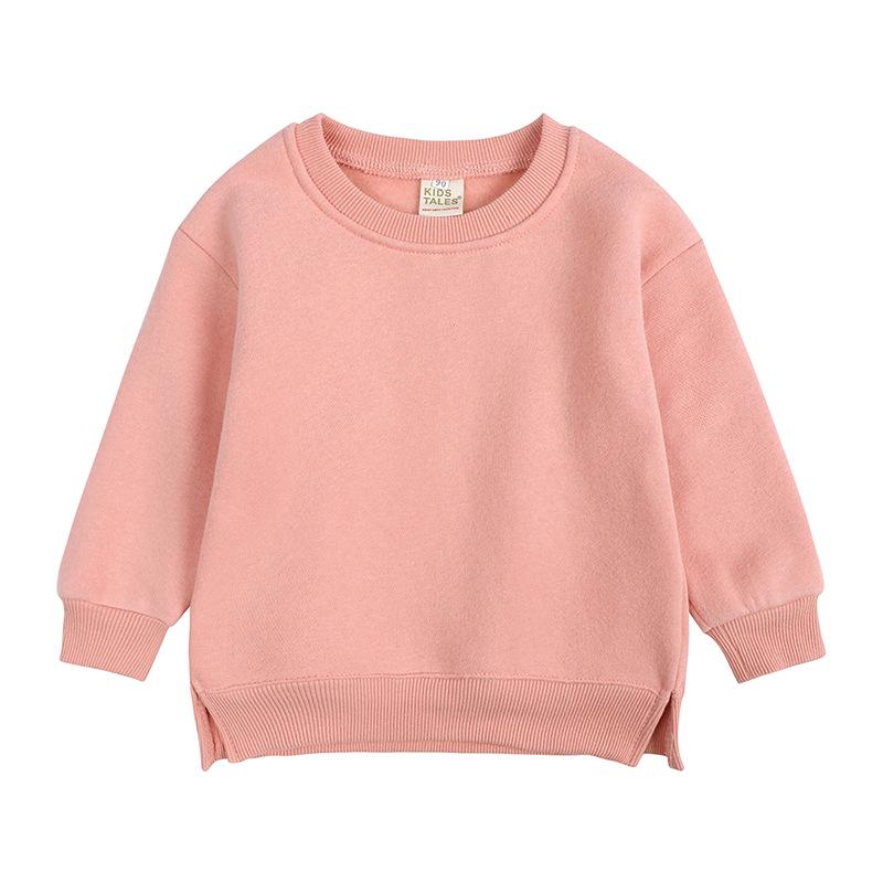 Kids  Korean Style Solid Color Long Sleeve Sweatshirt, Round Neck Trendy Top for Boys and Girls 100 cm розовый