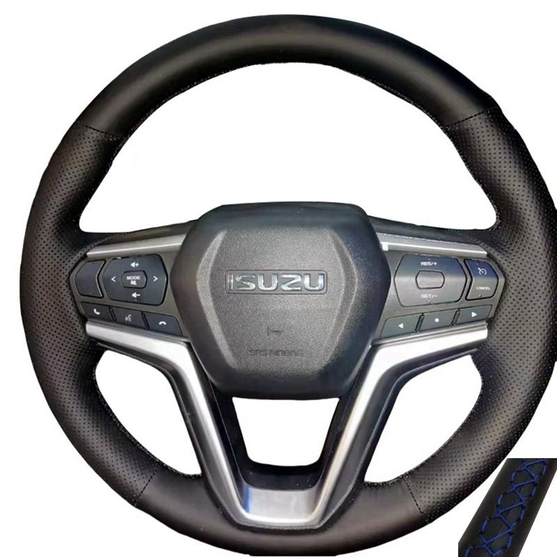 Auto-Lenkradabdeckung für Isuzu D-MAX 2021 2022 Handgenähtes Mikrofaserleder Original-Lenkradgeflecht