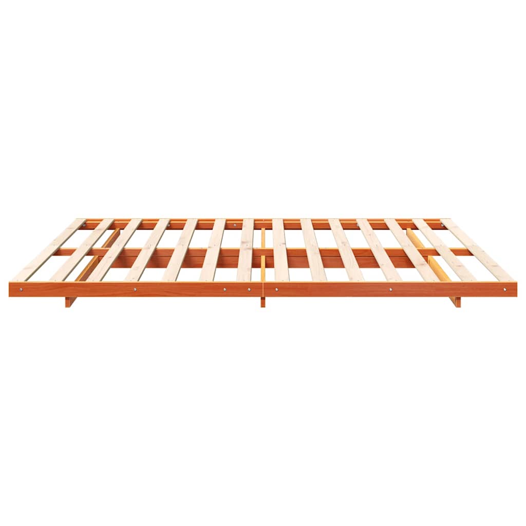 Bed Frame Wax Brown 180 x 210 cm Solid Pine Wood