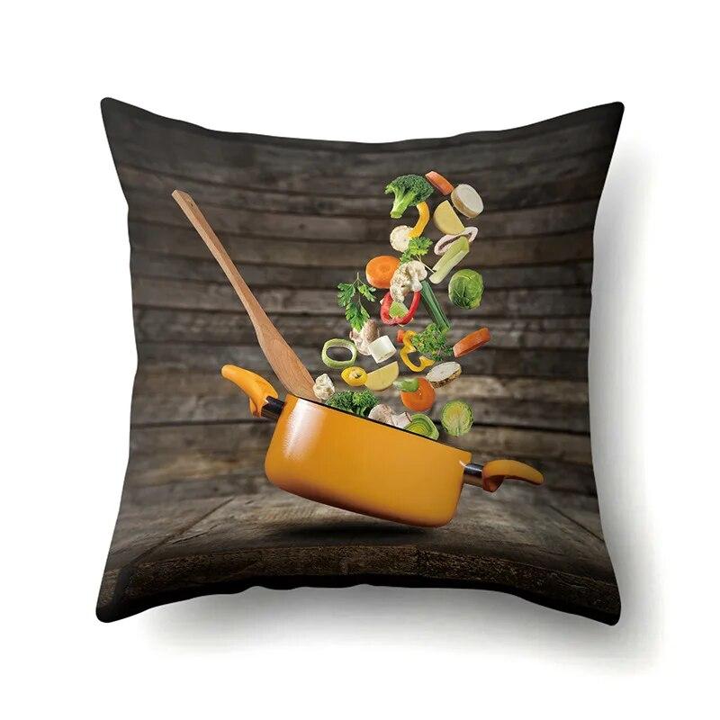 Cooking Food Pillowcase Cartoon Pattern  Lumbar Pillow Sofa   Cushion
