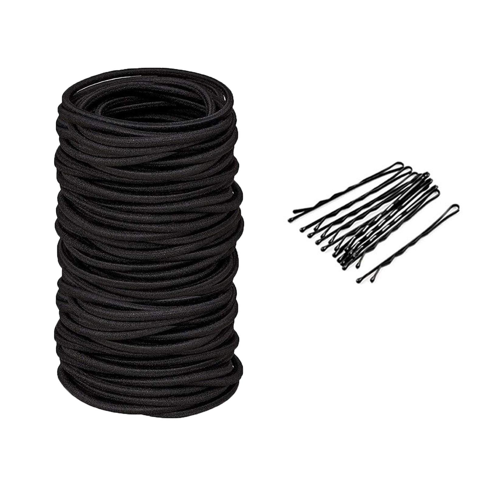 

(SU)Черные эластичные резинки для волос, 120 шт., резинки для густых и вьющихся волос без металла One size чёрный