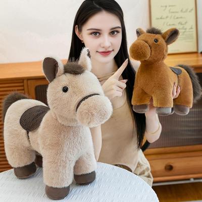 1-4PCS Zodiac Gift Plush Pony Doll Realistic White Horse Pillow Horse Year Mascot Stuffed Animal Cuddly Toy Collectible