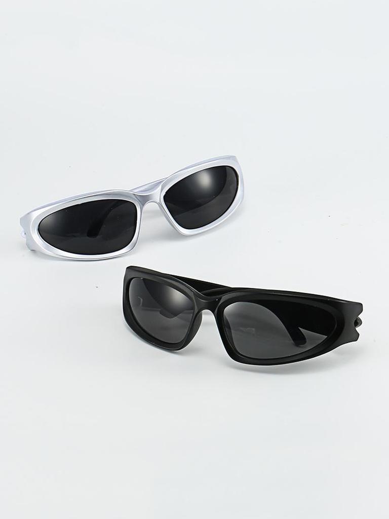 1pc Cyber Futuristic Silver Y2K Millennium Personality Fashion Glasses MEN'S GLASSES WOMEN'S GLASSES