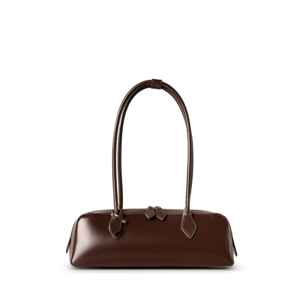 

Сумка Niche Design на подмышку, большая вместимость, универсальная, длинная, женская, сумка-багет, сумка из коровьей кожи для поездок на работу темно-коричневого