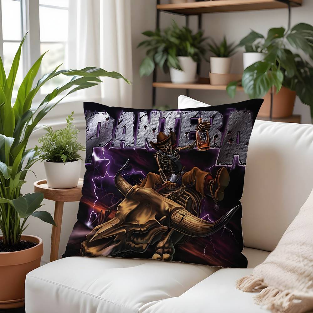 P-Panteras Rockband Kissenbezug Plüschstoff Weich Kissenbezug Beidseitig bedruckt Kissenbezug Haushaltsgeschenke