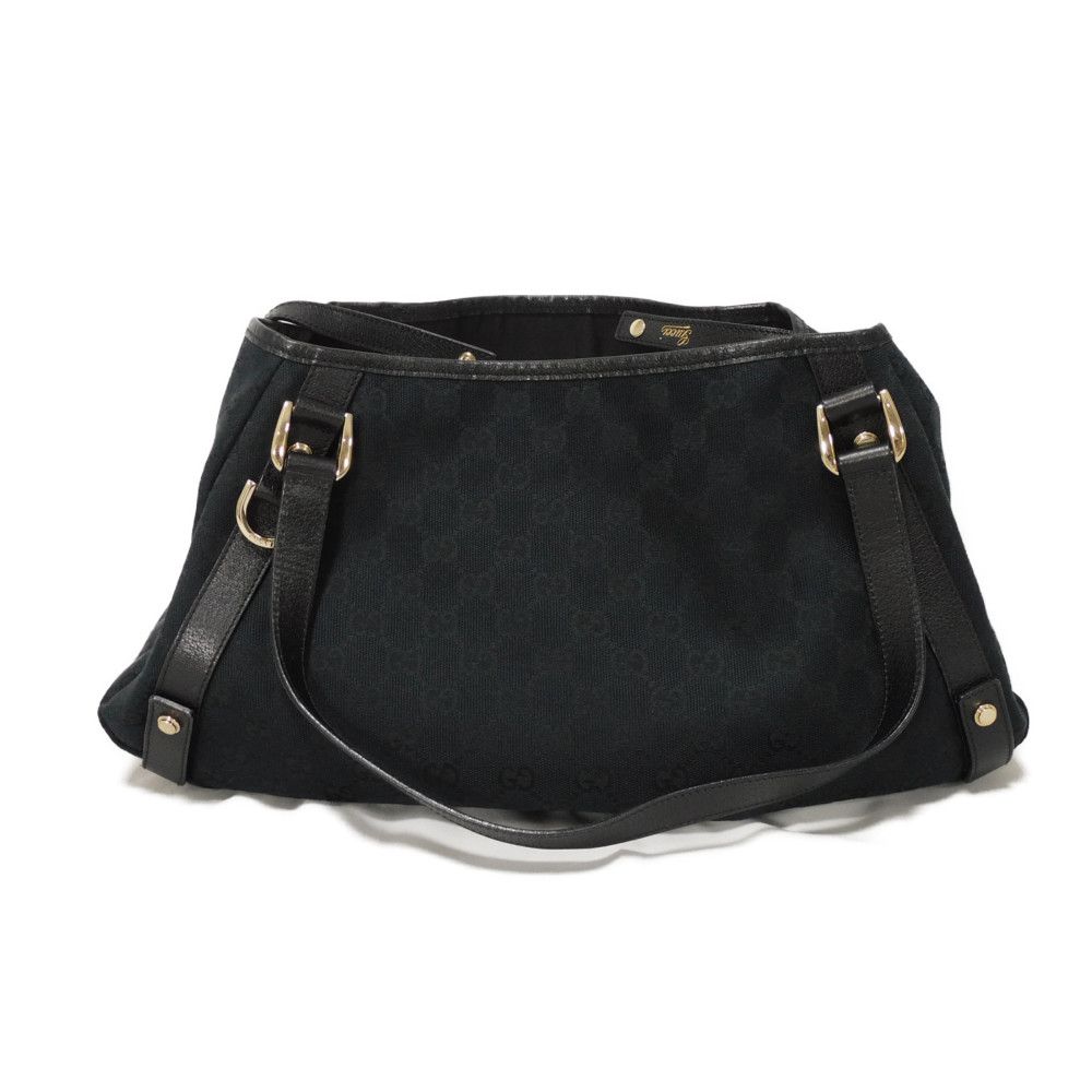 Used Abbey Tote 9539 130736 7924 Logo Double G Calfskin Shoulder Bag in GG Canvas Black Women's from Japan AUTHENTIC