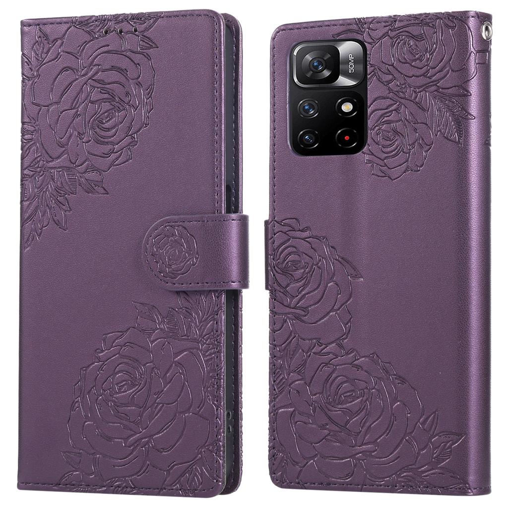 For Xiaomi Redmi Note 12S 4G/Note 11S 4G Case Rose Flower PU Leather Wallet Phone Cover with 3 Card Slots