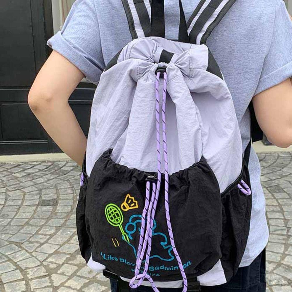 Large Capacity Fitness Shoulder Bag Cartoon Puppy Drawstring Fitness Bag  Women