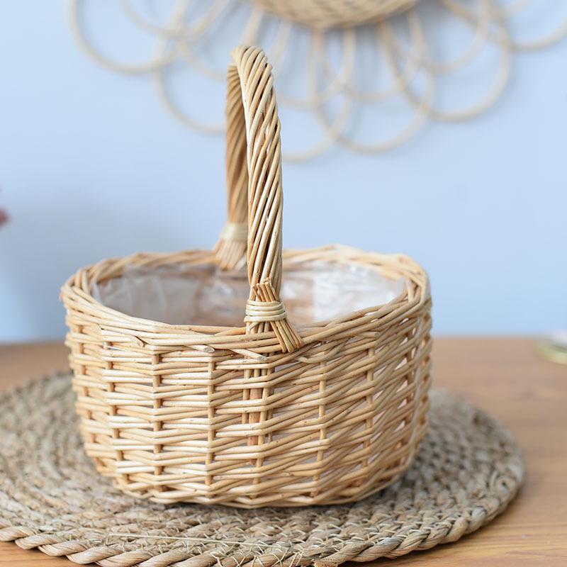 Large European-Style Bamboo Flower Basket for Arrangements - Handwoven Indoor Floral Storage Basket