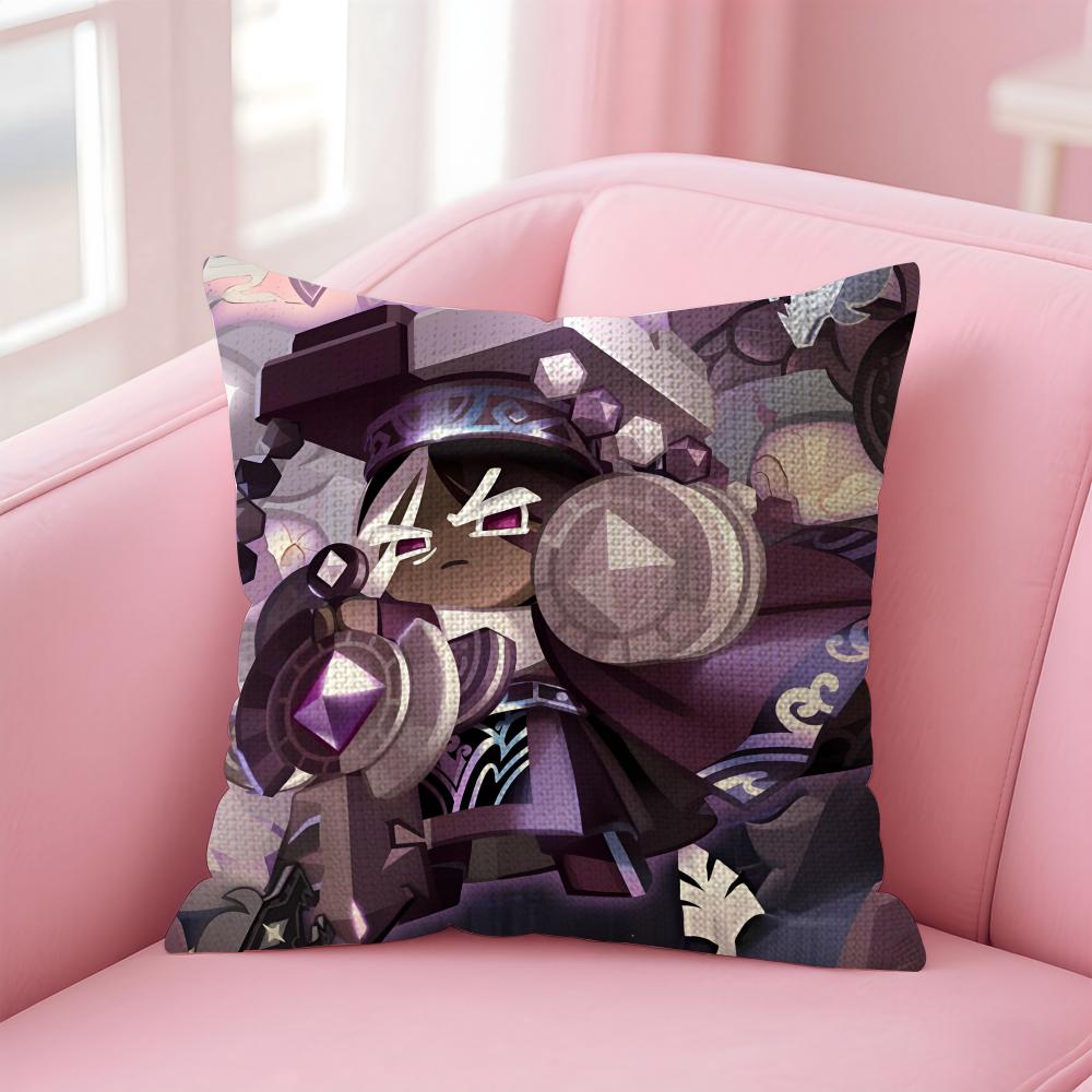 Game CCookie Run Kingdom Cushion Cover Natural Linen Pillow Case DoubleSided Print Decorative Sofa Pillowcase Home Decor Gift