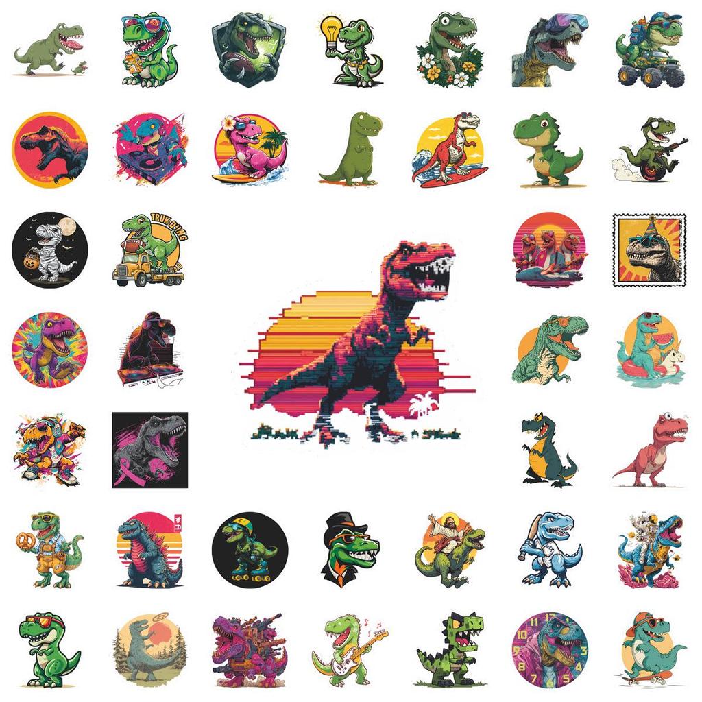 50 Divertenti Adesivi a Tema Dinosauri: Graffiti Creativi, alla Moda, Cool per Agende e Decorazione