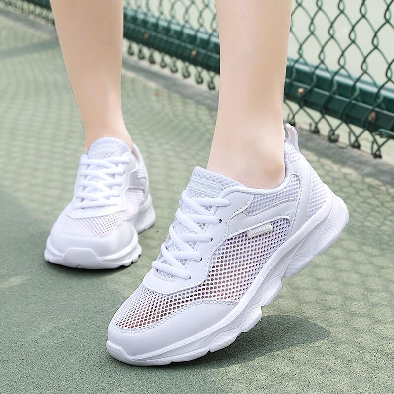 2025 summer new versatile women's shoes foreign trade sports shoes big net breathable hollow women's casual shoes Korean version lace-up