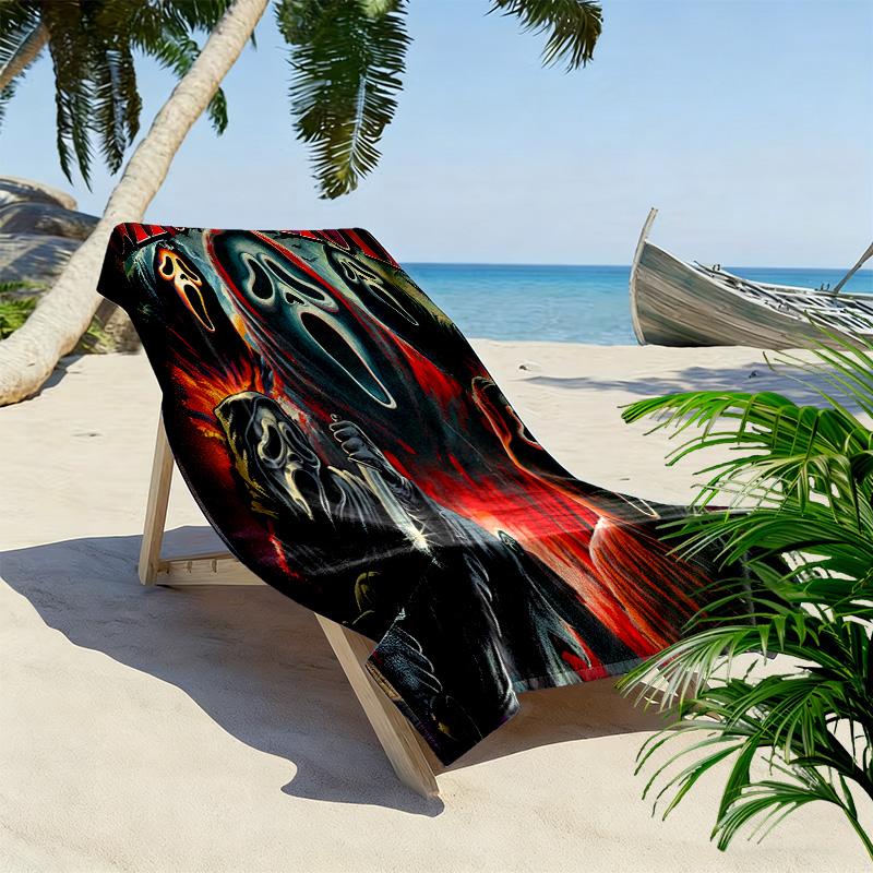 Horror Character Print Beach Towel, Large Soft Quick Dry Towel for Beach Camping Swimming