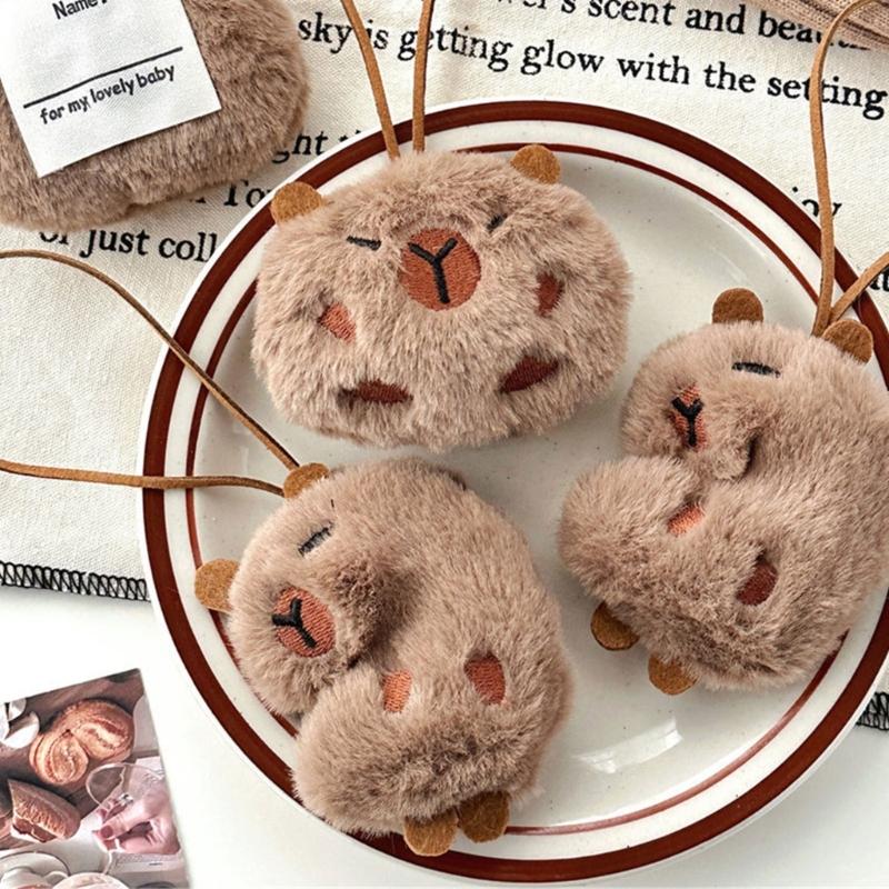 Pack of 4 Capybara Plush Keychains Charm Animal Shaped Keyring Bag and Phone Pendants Accessories Handmade Decoration