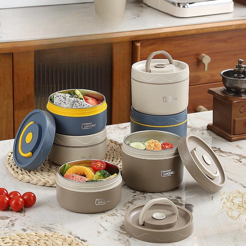 Szigetelt főzőedény, egymásba rakható rozsdamentes acél bento doboz, mikrohullámú sütőben használható rozsdamentes acél tároló, uzsonnás doboz