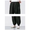 Mens Loose Solid Color Drawstring Lantern Harem Casual Cropped Pants