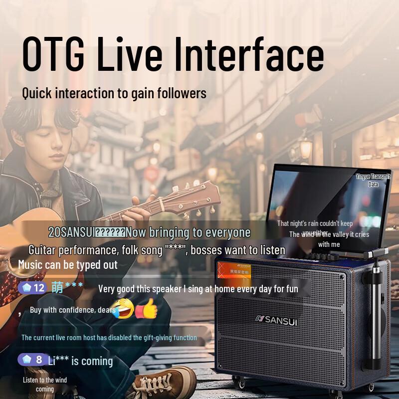 SANSUI Outdoor Karaoke Speaker with Display