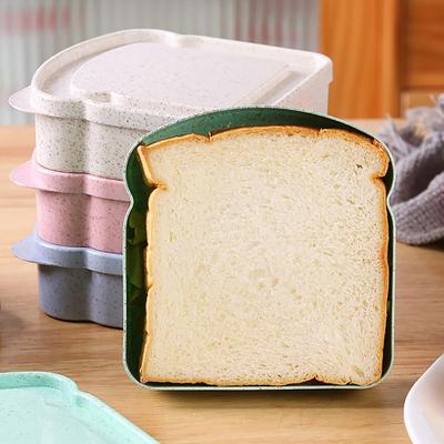 Lonchera portátil de plástico de gran capacidad con forma de sándwich tostado para el almuerzo