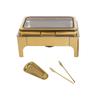 Gold Chafing Dish Buffet Set, Stainless Steel Chafing Dish Set Rectangular Buffet Warmer Sets w/Thick Frame for Catering Parties