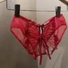 Low Waist Open Crotch Briefs Embroidery Butterfly Panties Ribbon Bow Briefs  Ladies Girls