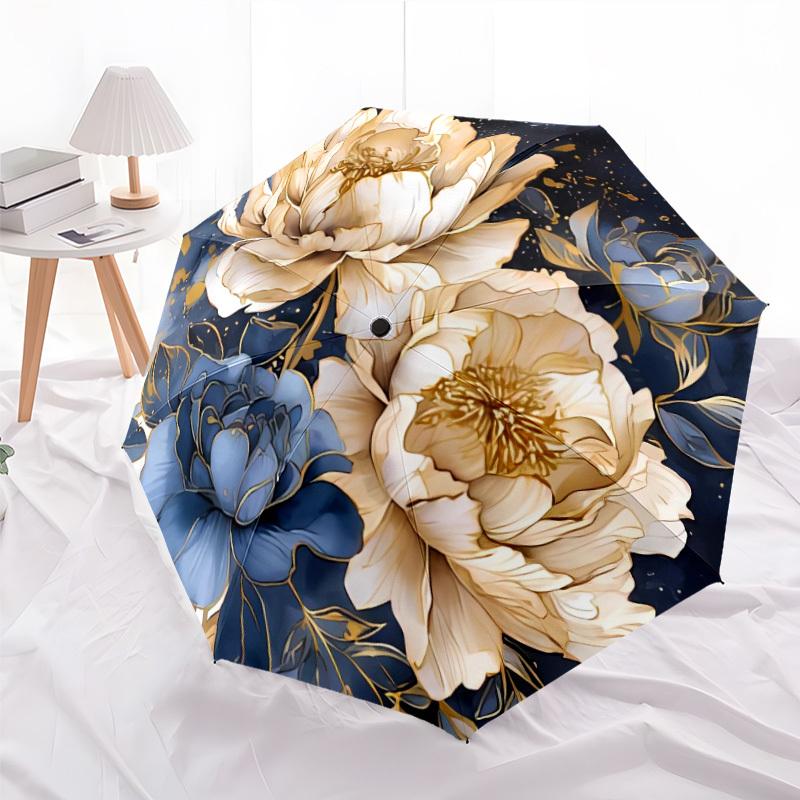 

Floral Theme automatic umbrella automatic opening and closing sturdy iron frame portable folding umbrella suitable for all sea (as the picture,Iron&8K)