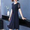 Solid Chiffon Dress Women's Loose Short Sleeve Medium Length Dress Summer Casual Mom's Dress A-line Dress Fashion