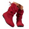 Women's Comfortable Round Toe Low Heel Flat Sole Casual Fashion Lace Up Simple Soft Mid Chicken Rain Boots for Women Wide Calf