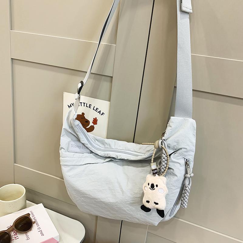 Нейлоновая сумка женская однотонная сумка через плечо большая вместительная сумка через — фото 8