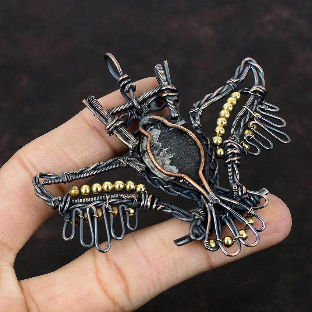 Chrysanthemum Pendant Copper Wire Wrapped Gemstone Pendant Chrysanthemum Jewelry Owl Pendant Handmade Pendant Copper Wire Jewelry For Gifts