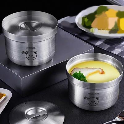 304 Stainless Steel Steam Bowl with Lid 300ml Stew Pot Stackable Food Container Versatile Egg Poacher Kitchen Utensils