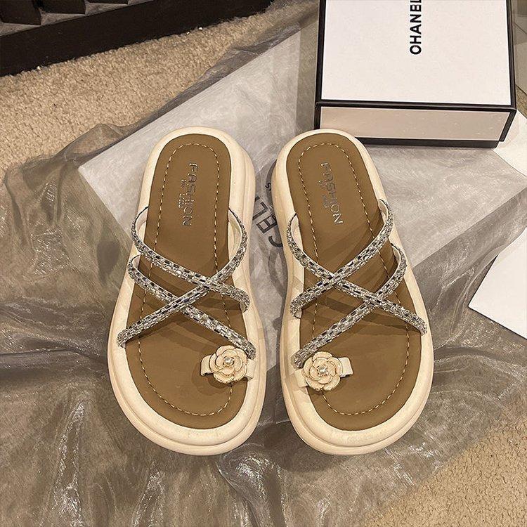 

Носок мягкая подошва толстая подошва плоская подошва ощущение крутости тапочки женские летние модные новые сандалии на шнуровке 40