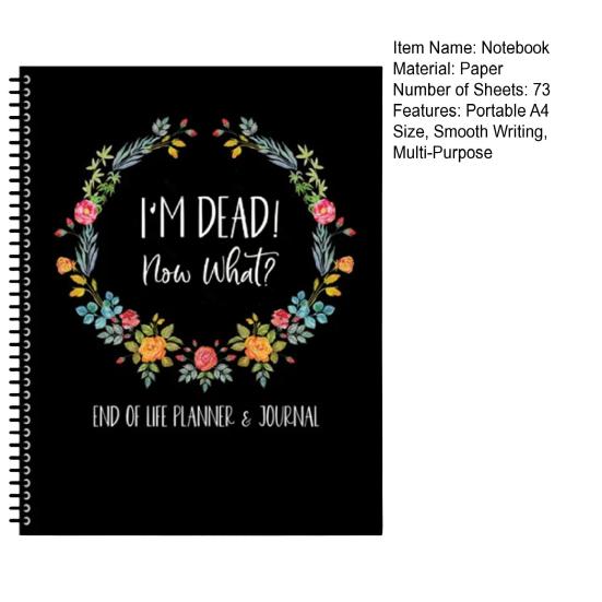 End of Life Planner Notizbuch A4 Größe 73 Blatt Dickes Papier Kompakt