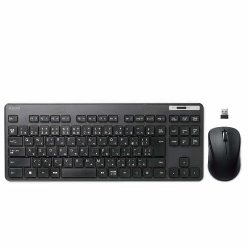 ELECOM Keyboard Wireless (Receiver Included) Membrane Thin Compact Keyboard with Mouse Black TK-FDM109MBK